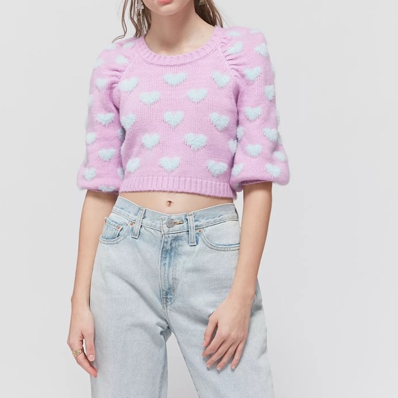 NWT For Love & Lemons Scarlet Puff Sleeve Sweater - Picture 3 of 14